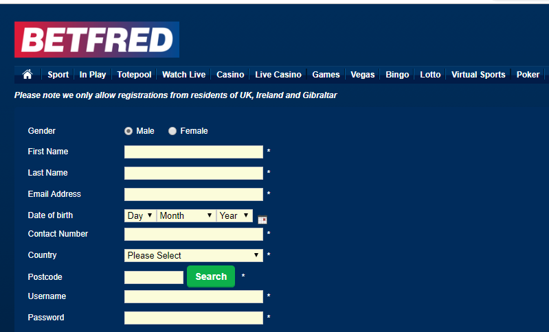 BETFRED Open Betting Account