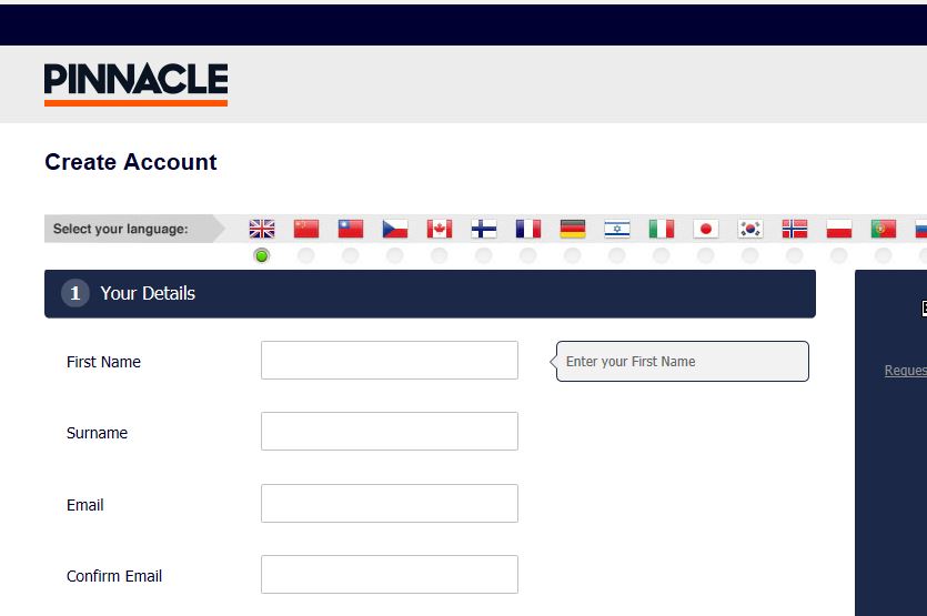 Pinnacle Sports Open an Account